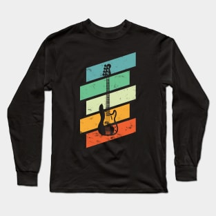 Vintage Style P-Style Bass Guitar Retro Colors Long Sleeve T-Shirt